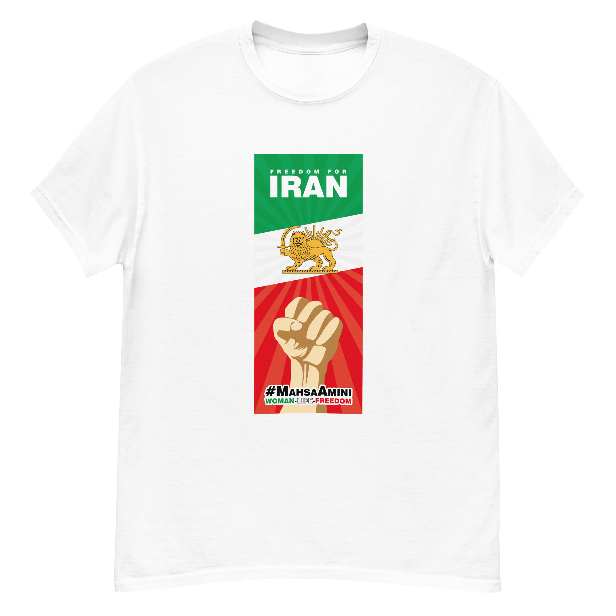 mens-classic-tee-white-front-63f30f1e601a7.jpg Woman Life Freedom T25 – Unisex T-Shirt - Image 1