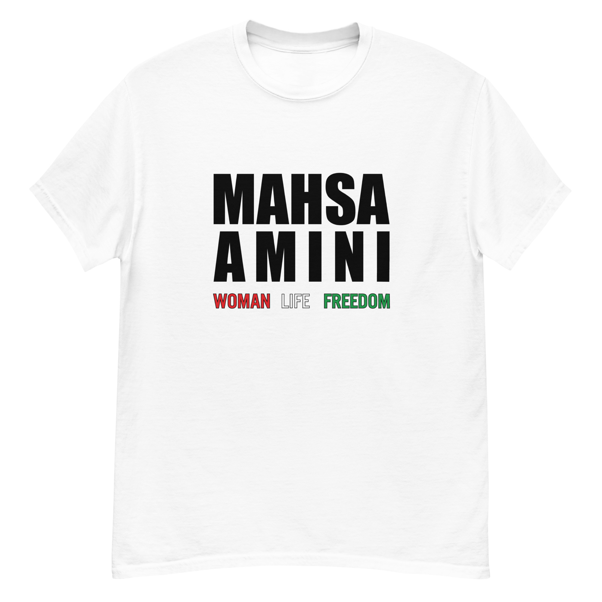 mens-classic-tee-white-front-63f6df7f5a651.jpg Mahsa Amini T37 – Unisex T-Shir - Image 1