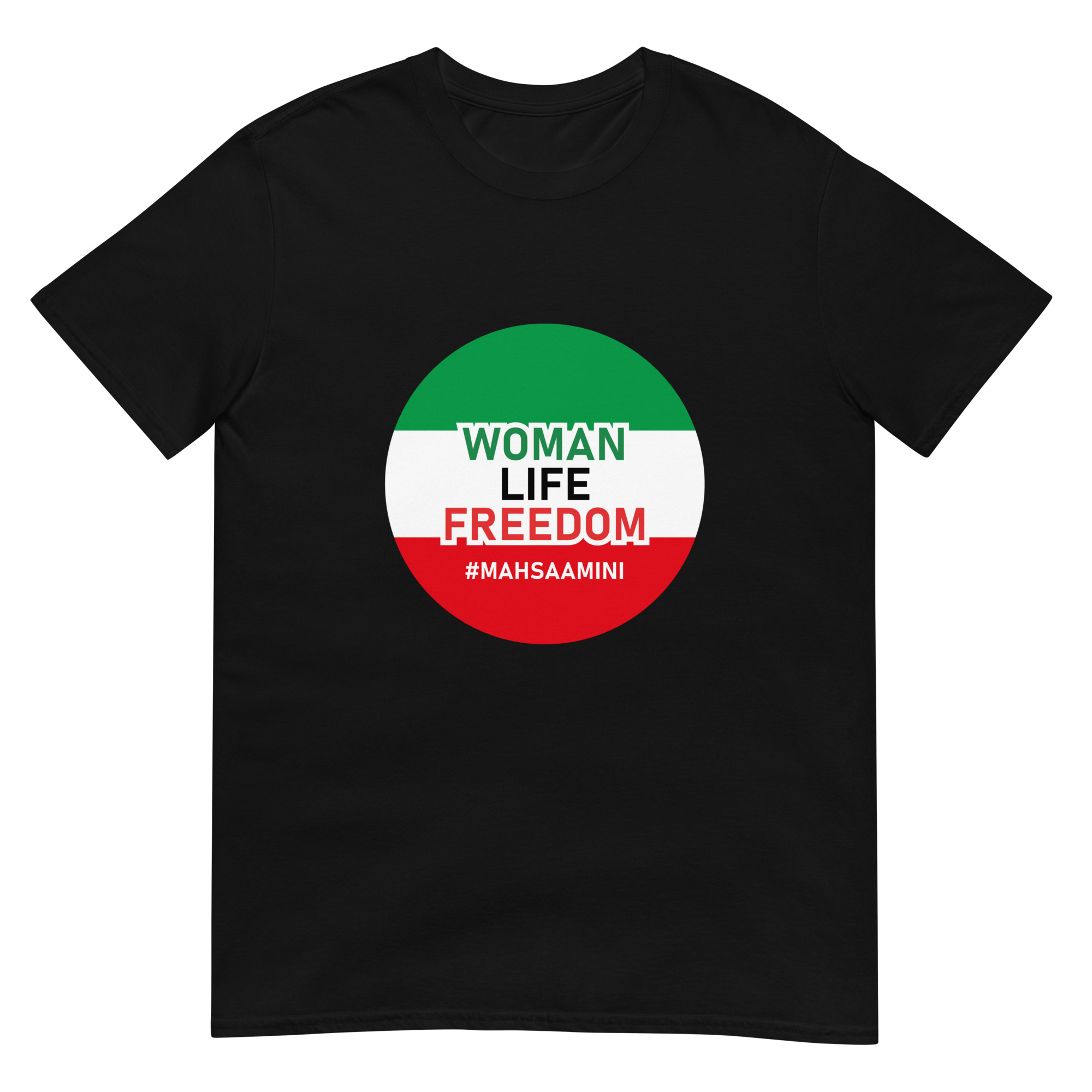 unisex-basic-softstyle-t-shirt-black-front-63f31a89b5605.jpg Woman Life Freedom T30 – Unisex T-Shirt - Image 1