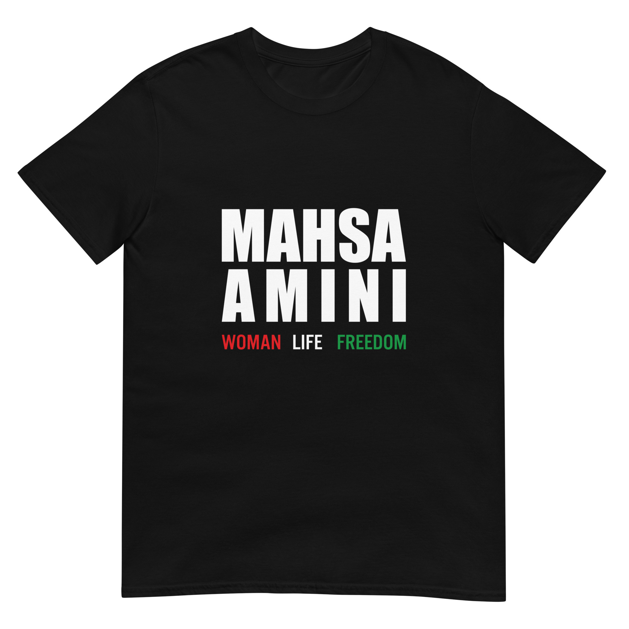 unisex-basic-softstyle-t-shirt-black-front-63f6e06b88f84.jpg Mahsa Amini T38 – Unisex T-Shirt - Image 1